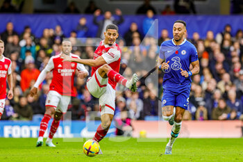 2022-11-06 - William Saliba (12) of Arsenal during the English championship Premier League football match between Chelsea and Arsenal on November 5, 2022 at Stamford Bridge in London, England - FOOTBALL - ENGLISH CHAMP - CHELSEA V ARSENAL - ENGLISH PREMIER LEAGUE - SOCCER