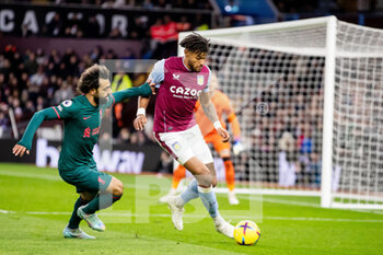 2022-12-26 - Aston Villa defender Tyrone Mings, Liverpool forward Mohamed Salah during the English championship Premier League football match between Aston Villa and Liverpool on December 26, 2022 at Villa Park in Birmingham, England - FOOTBALL - ENGLISH CHAMP - ASTON VILLA V LIVERPOOL - ENGLISH PREMIER LEAGUE - SOCCER