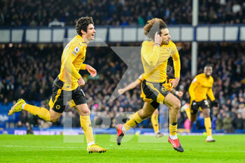 2022-12-26 - Wolves Rayan Ait-Nouri runs off to celebrate after he scores the winning goal 1-2 during the English championship Premier League football match between Everton and Wolverhampton Wanderers on December 26, 2022 at Goodison Park in Liverpool, England - FOOTBALL - ENGLISH CHAMP - EVERTON V WOLVERHAMPTON - ENGLISH PREMIER LEAGUE - SOCCER