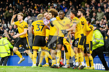 2022-12-26 - Wolves Rayan Ait-Nouri celebrates with his team mates after he scores the winning goal 1-2 during the English championship Premier League football match between Everton and Wolverhampton Wanderers on December 26, 2022 at Goodison Park in Liverpool, England - FOOTBALL - ENGLISH CHAMP - EVERTON V WOLVERHAMPTON - ENGLISH PREMIER LEAGUE - SOCCER