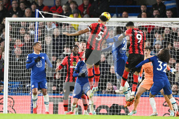 2022-12-27 - Lloyd Kelly and Dominic Solanke of Bournemouth in duel with Kalidou Koulibaly of Chelsea during the English championship Premier League football match between Chelsea and Bournemouth on December 27, 2022 at Stamford Bridge in London, England - FOOTBALL - ENGLISH CHAMP - CHELSEA V BOURNEMOUTH - ENGLISH PREMIER LEAGUE - SOCCER