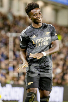 2022-12-31 - Arsenal midfielder Bukayo Saka (7) celebrates his goal 0-1 during the English championship Premier League football match between Brighton and Hove Albion and Arsenal on 31 December 2022 at the American Express Community Stadium in Brighton and Hove, England - FOOTBALL - ENGLISH CHAMP - BRIGHTON V ARSENAL - ENGLISH PREMIER LEAGUE - SOCCER