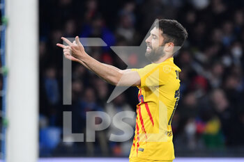 2022-02-24 - Barcelona's defender Jordi Alba jubilates after scoring the 0-1 goal - SSC NAPOLI VS FC BARCELLONA - UEFA EUROPA LEAGUE - SOCCER