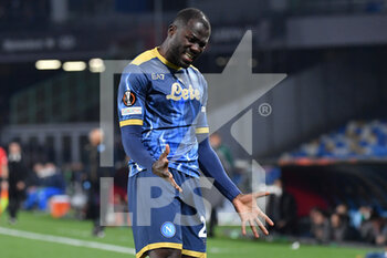 2022-02-24 - Napoli's defender Kalidou Koulibaly reacts  - SSC NAPOLI VS FC BARCELLONA - UEFA EUROPA LEAGUE - SOCCER