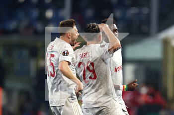 2022-02-17 - Tiquinho Soares (Olympiacos FC) celebrates after scoring his side's first goal of the match - ATALANTA BC VS OLYMPIAKOS - UEFA EUROPA LEAGUE - SOCCER