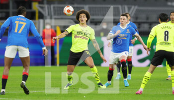 2022-02-17 - Axel Witsel of Borussia Dortmund and Ryan Jack of Rangers during the UEFA Europa League, Play-off, 1st leg football match between Borussia Dortmund and Glasgow Rangers on February 17, 2022 at Signal Iduna Park in Dortmund, Germany - BORUSSIA DORTMUND VS GLASGOW RANGERS - UEFA EUROPA LEAGUE - SOCCER