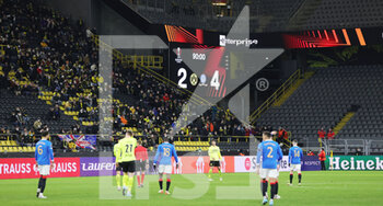 2022-02-17 - Scoreboard at full time during the UEFA Europa League, Play-off, 1st leg football match between Borussia Dortmund and Glasgow Rangers on February 17, 2022 at Signal Iduna Park in Dortmund, Germany - BORUSSIA DORTMUND VS GLASGOW RANGERS - UEFA EUROPA LEAGUE - SOCCER