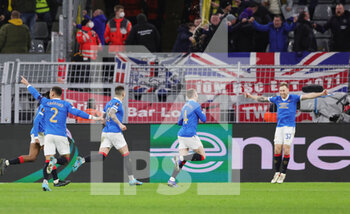 2022-02-17 - John Lundstram (4) of Rangers celebrates his goal 0-3 during the UEFA Europa League, Play-off, 1st leg football match between Borussia Dortmund and Glasgow Rangers on February 17, 2022 at Signal Iduna Park in Dortmund, Germany - BORUSSIA DORTMUND VS GLASGOW RANGERS - UEFA EUROPA LEAGUE - SOCCER