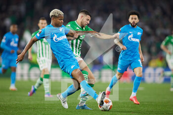 2022-02-24 - Wilmar Barrios of Zenit and Aitor Ruibal of Real Betis during the UEFA Europa League, Play-off, 2nd leg football match between Real Betis and Zenit on February 24, 2022 at Ramon Sanchez-Pizjuan stadium in Sevilla, Spain - REAL BETIS VS ZENIT - UEFA EUROPA LEAGUE - SOCCER