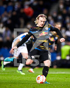2022-02-24 - Emil Forsberg of RB Leipzig scores a goal 1-3 during the UEFA Europa League, Play-off, 2nd leg football match between Real Sociedad and RB Leipzig on February 24, 2022 at Anoeta stadium in San Sebastian, Spain - REAL SOCIEDAD VS RB LEIPZIG - UEFA EUROPA LEAGUE - SOCCER
