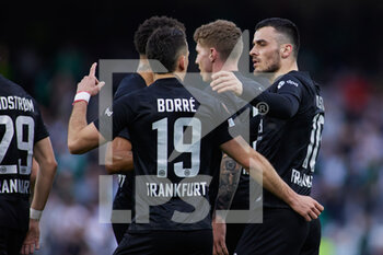 2022-03-09 - Filip Kostic of Eintracht celebrates a goal 0-1 with teammates during the UEFA Europa League, Round of 16, 1st leg football match between Real Betis and Eintracht Frankfurt on March 9, 2022 at Benito Villamarin stadium in Sevilla, Spain - REAL BETIS VS EINTRACHT FRANKFURT - UEFA EUROPA LEAGUE - SOCCER