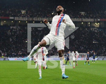 2022-03-17 - Moussa Dembele of Olympique Lyonnais  celebrating a goal during the UEFA Europa League, Round of 16, 2nd leg football match between Olympique Lyonnais (Lyon) and FC Porto on March 17, 2022 at Groupama stadium in Decines-Charpieu near Lyon, France - OLYMPIQUE LYONNAIS VS FC PORTO - UEFA EUROPA LEAGUE - SOCCER
