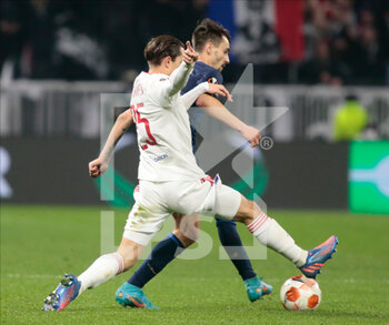 2022-03-17 - Maxence Caqueret of Olympique Lyonnais during the UEFA Europa League, Round of 16, 2nd leg football match between Olympique Lyonnais (Lyon) and FC Porto on March 17, 2022 at Groupama stadium in Decines-Charpieu near Lyon, France - OLYMPIQUE LYONNAIS VS FC PORTO - UEFA EUROPA LEAGUE - SOCCER
