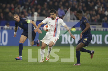 2022-03-17 - Lucas PAQUETA of Lyon and PEPE of Porto and Chancel MBEMBA of Porto during the UEFA Europa League, Round of 16, 2nd leg football match between Olympique Lyonnais (Lyon) and FC Porto on March 17, 2022 at Groupama stadium in Decines-Charpieu near Lyon, France - OLYMPIQUE LYONNAIS (LYON, OL) VS FC PORTO - UEFA EUROPA LEAGUE - SOCCER