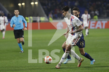 2022-03-17 - Lucas PAQUETA of Lyon and Joao MARIO of Porto during the UEFA Europa League, Round of 16, 2nd leg football match between Olympique Lyonnais (Lyon) and FC Porto on March 17, 2022 at Groupama stadium in Decines-Charpieu near Lyon, France - OLYMPIQUE LYONNAIS (LYON, OL) VS FC PORTO - UEFA EUROPA LEAGUE - SOCCER