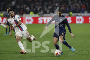 2022-03-17 - Joao MARIO of Porto and Lucas PAQUETA of Lyon during the UEFA Europa League, Round of 16, 2nd leg football match between Olympique Lyonnais (Lyon) and FC Porto on March 17, 2022 at Groupama stadium in Decines-Charpieu near Lyon, France - OLYMPIQUE LYONNAIS (LYON, OL) VS FC PORTO - UEFA EUROPA LEAGUE - SOCCER