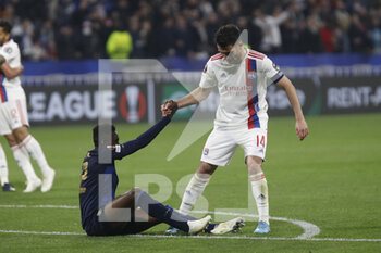 2022-03-17 - ZAIDU of Porto and Leo DUBOIS of Lyon during the UEFA Europa League, Round of 16, 2nd leg football match between Olympique Lyonnais (Lyon) and FC Porto on March 17, 2022 at Groupama stadium in Decines-Charpieu near Lyon, France - OLYMPIQUE LYONNAIS (LYON, OL) VS FC PORTO - UEFA EUROPA LEAGUE - SOCCER
