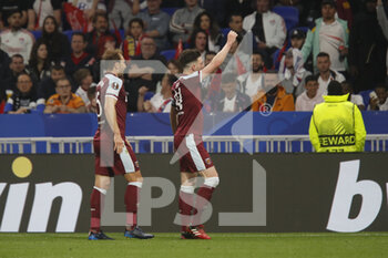 2022-04-14 - Declan RICE of West Ham United celebrate score a goal and Craig DAWSON of West Ham United during the UEFA Europa League, Quarter-finals, 2nd leg football match between Olympique Lyonnais (Lyon) and West Ham United on April 14, 2022 at Groupama stadium in Decines-Charpieu near Lyon, France - OLYMPIQUE LYONNAIS (LYON) VS WEST HAM UNITED - UEFA EUROPA LEAGUE - SOCCER