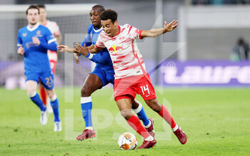 2022-04-28 - Tyler Adams of RB Leipzig and Glen Kamara of Rangers FC during the UEFA Europa League, Semi-finals, 1st leg football match between RB Leipzig and Rangers FC on April 28, 2022 at the Red Bull Arena in Leipzig, Germany - RB LEIPZIG VS RANGERS FC - UEFA EUROPA LEAGUE - SOCCER