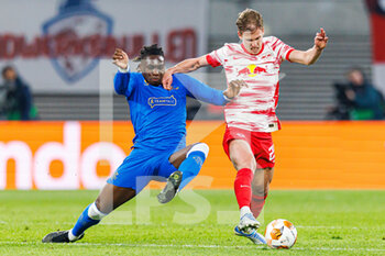 2022-04-28 - Calvin Bassey (Rangers FC) and Dani Olmo (RB Leipzig) during the UEFA Europa League, Semi-finals, 1st leg football match between RB Leipzig and Rangers FC on April 28, 2022 at the Red Bull Arena in Leipzig, Germany - RB LEIPZIG VS RANGERS FC - UEFA EUROPA LEAGUE - SOCCER