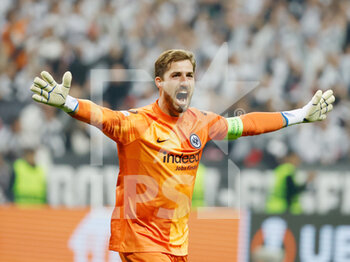 2022-05-05 - Kevin Trapp of Eintracht Frankfurt celebrates at full time during the UEFA Europa League, Semi-finals, 2nd leg football match between Eintracht Frankfurt and West Ham United on May 5, 2022 at Deutsche Bank Park in Frankfurt, Germany - EINTRACHT FRANKFURT VS WEST HAM UNITED - UEFA EUROPA LEAGUE - SOCCER