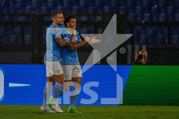 2022-09-08 - Ciro Immobile (SS Lazio) Felipe Anderson (SS Lazio) celebrates after scoring goal 2-0 during the UEFA Europa League 2022-2023 football match between SS Lazio and Feyenoord at The Olympic Stadium in Rome on 08 September 2022. - SS LAZIO VS FEYENOORD - UEFA EUROPA LEAGUE - SOCCER