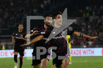 2022-09-15 - Paulo Dybala (AS Roma) celebrates after scoring goal 1-0 during the UEFA Europa League 2022-2023 football match between AS Roma and HJK Helsinki at The Olympic Stadium in Rome on September 15, 2022. - AS ROMA VS HJK HELSINKI - UEFA EUROPA LEAGUE - SOCCER