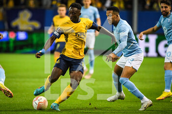 2022-09-15 - Lazare AMANI of Royale Union Saint Gilloise and Martin OLSSON of Malmo during the UEFA Europa League, Group D football match between Royale Union Saint Gilloise and Malmo FF on September 15, 2022 at The King Power At Den Dreef Stadium in Louvain, Belgium - FOOTBALL - EUROPA LEAGUE - SAINT GILLOISE V MALMO - UEFA EUROPA LEAGUE - SOCCER
