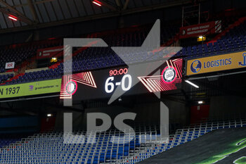2022-09-15 - scoreboard showing the 6-0 score during the UEFA Europa League match between Feyenoord and SK Sturm Graz at de Kuip on September 15, 2022 in Rotterdam, Netherlands - FOOTBALL - EUROPA LEAGUE - FEYENOORD V STURM GRAZ - UEFA EUROPA LEAGUE - SOCCER
