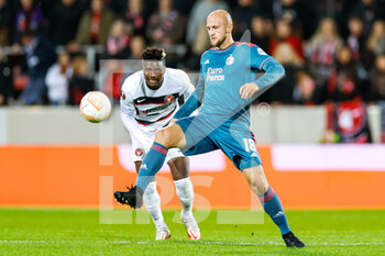 06/10/2022 - Gernot Trauner of Feyenoord, Sory Kaba of Midtjylland during the UEFA Europa League, Group F football match between FC Midtjylland and Feyenoord on October 6, 2022 at Messecenter Herning Arena in Herning, Denmark - FOOTBALL - EUROPA LEAGUE - MIDTJYLLAND V FEYENOORD - UEFA EUROPA LEAGUE - CALCIO