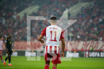 2022-11-03 - YOUSSEF EL ARABI of Olympiacos FC during the UEFA Europa League group G match between Olympiacos FC and FC Nantes at the Karaiskakis Stadium on November 3, 2022 in Athens, Greece. - OLYMPIACOS VS NANTES - UEFA EUROPA LEAGUE - SOCCER