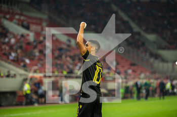 2022-11-03 - LUDOVIC BLAS of FC Nantes celebrates after scoring a goal during the UEFA Europa League group G match between Olympiacos FC v FC Nantes at the Karaiskakis Stadium on November 3, 2022 in Athens, Greece. - OLYMPIACOS VS NANTES - UEFA EUROPA LEAGUE - SOCCER