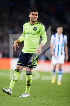2022-11-03 - Carlos Henrique Casemiro of Manchester United during the UEFA Europa League, Group E football match between Real Sociedad and Manchester United on November 3, 2022 at Reale Arena in San Sebastian, Spain - FOOTBALL - EUROPA LEAGUE - REAL SOCIEDAD V MANCHESTER UNITED - UEFA EUROPA LEAGUE - SOCCER