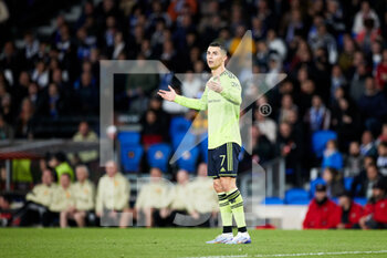 2022-11-03 - Cristiano Ronaldo of Manchester United reacts during the UEFA Europa League, Group E football match between Real Sociedad and Manchester United on November 3, 2022 at Reale Arena in San Sebastian, Spain - FOOTBALL - EUROPA LEAGUE - REAL SOCIEDAD V MANCHESTER UNITED - UEFA EUROPA LEAGUE - SOCCER