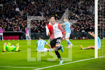 2022-11-03 - Santiago Gimenez of Feyenoord celebrates after scoring his sides first goal during the UEFA Europa League, Group F football match between Feyenoord and SS Lazio on November 3, 2022 at Stadion Feijenoord in Rotterdam, Netherlands - FOOTBALL - EUROPA LEAGUE - FEYENOORD V LAZIO - UEFA EUROPA LEAGUE - SOCCER