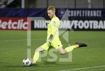 2022-01-02 - Goalkeeper of QRM Nicolas Lemaitre during the French Cup, round of 32, football match between Quevilly Rouen Metropole (QRM) and AS Monaco (ASM) on January 2, 2022 at Stade Robert Diochon in Le Petit-Quevilly near Rouen, France - QUEVILLY ROUEN METROPOLE (QRM) VS AS MONACO (ASM) - FRENCH CUP - SOCCER