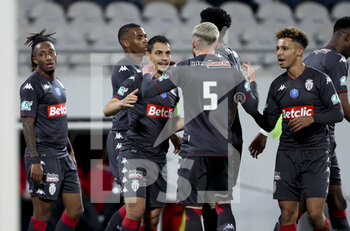 2022-01-30 - Wissam Ben Yedder of Monaco celebrates his goal with teammates during the French Cup, round of 16 football match between RC Lens and AS Monaco on January 30, 2022 at Stade Bollaert-Delelis in Lens, France - RC LENS VS AS MONACO - FRENCH CUP - SOCCER
