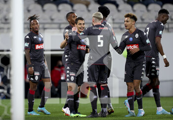 2022-01-30 - Wissam Ben Yedder of Monaco celebrates his goal with teammates during the French Cup, round of 16 football match between RC Lens and AS Monaco on January 30, 2022 at Stade Bollaert-Delelis in Lens, France - RC LENS VS AS MONACO - FRENCH CUP - SOCCER