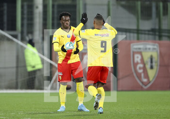 2022-01-30 - Arnaud Kalimuendo of Lens celebrates his goal with Wesley Said during the French Cup, round of 16 football match between RC Lens and AS Monaco on January 30, 2022 at Stade Bollaert-Delelis in Lens, France - RC LENS VS AS MONACO - FRENCH CUP - SOCCER