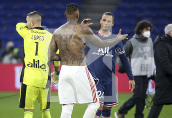 09/01/2022 - Thilo Kehrer of PSG salutes countryman tattooed Jerome Boateng of Lyon (left) during the French championship Ligue 1 football match between Olympique Lyonnais (Lyon) and Paris Saint-Germain on January 9, 2022 at Groupama stadium in Decines-Charpieu near Lyon, France - OLYMPIQUE LYONNAIS (LYON) VS PARIS SAINT-GERMAIN - FRENCH LIGUE 1 - CALCIO