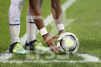 2022-01-22 - uhlsport official matchball, Nike boots of Dimitri Payet of Marseille during the French championship Ligue 1 football match between RC Lens (RCL) and Olympique de Marseille (OM) on January 22, 2022 at Stade Bollaert-Delelis in Lens, France - RC LENS VS OLYMPIQUE DE MARSEILLE - FRENCH LIGUE 1 - SOCCER