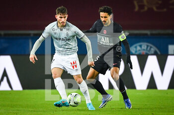 23/01/2022 - Maxime BUSI of Reims and MARQUINHOS of PSG during the French championship Ligue 1 football match between Paris Saint-Germain and Stade de Reims on January 23, 2022 at Parc des Princes stadium in Paris, France - PARIS SAINT-GERMAIN VS STADE DE REIMS - FRENCH LIGUE 1 - CALCIO
