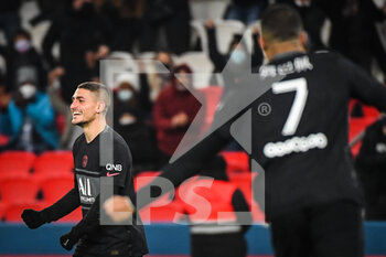23/01/2022 - Marco VERRATTI of PSG celebrate his goal with Kylian MBAPPE of PSG during the French championship Ligue 1 football match between Paris Saint-Germain and Stade de Reims on January 23, 2022 at Parc des Princes stadium in Paris, France - PARIS SAINT-GERMAIN VS STADE DE REIMS - FRENCH LIGUE 1 - CALCIO