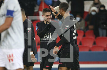 23/01/2022 - Marco Verratti of PSG celebrates his goal with Thilo Kehrer during the French championship Ligue 1 football match between Paris Saint-Germain and Stade de Reims on January 23, 2022 at Parc des Princes stadium in Paris, France - PARIS SAINT-GERMAIN VS STADE DE REIMS - FRENCH LIGUE 1 - CALCIO