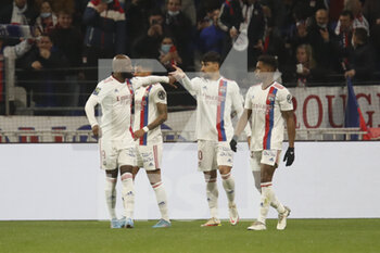 12/02/2022 - Lucas PAQUETA of Lyon and Moussa DEMBELE of Lyon and Thiago MENDES of Lyon during the French championship Ligue 1 football match between Olympique Lyonnais and OGC Nice on February 12, 2022 at Groupama stadium in Decines-Charpieu near Lyon, France - OLYMPIQUE LYONNAIS VS OGC NICE - FRENCH LIGUE 1 - CALCIO