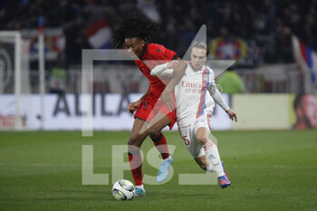 12/02/2022 - Maxence CAQUERET of Lyon and Khephren THURAM-ULIEN of Nice during the French championship Ligue 1 football match between Olympique Lyonnais and OGC Nice on February 12, 2022 at Groupama stadium in Decines-Charpieu near Lyon, France - OLYMPIQUE LYONNAIS VS OGC NICE - FRENCH LIGUE 1 - CALCIO