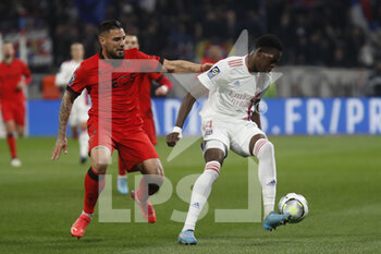 12/02/2022 - Junior Castello LUKEBA of Lyon and Andy DELORT of Nice during the French championship Ligue 1 football match between Olympique Lyonnais and OGC Nice on February 12, 2022 at Groupama stadium in Decines-Charpieu near Lyon, France - OLYMPIQUE LYONNAIS VS OGC NICE - FRENCH LIGUE 1 - CALCIO