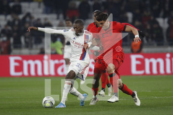 12/02/2022 - Karl TOKO EKAMBI of Lyon and Flavius DANILIUC of Nice during the French championship Ligue 1 football match between Olympique Lyonnais and OGC Nice on February 12, 2022 at Groupama stadium in Decines-Charpieu near Lyon, France - OLYMPIQUE LYONNAIS VS OGC NICE - FRENCH LIGUE 1 - CALCIO