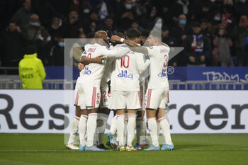 12/02/2022 - Moussa DEMBELE of Lyon and EMERSON of Lyon during the French championship Ligue 1 football match between Olympique Lyonnais and OGC Nice on February 12, 2022 at Groupama stadium in Decines-Charpieu near Lyon, France - OLYMPIQUE LYONNAIS VS OGC NICE - FRENCH LIGUE 1 - CALCIO