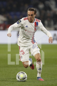 12/02/2022 - Maxence CAQUERET of Lyon during the French championship Ligue 1 football match between Olympique Lyonnais and OGC Nice on February 12, 2022 at Groupama stadium in Decines-Charpieu near Lyon, France - OLYMPIQUE LYONNAIS VS OGC NICE - FRENCH LIGUE 1 - CALCIO